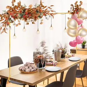 Over The Table Rod Stand with Clamps - Tabletop Banner Holder for, Balloon, - Reusable for Weddings, Birthdays, Events (Gold)