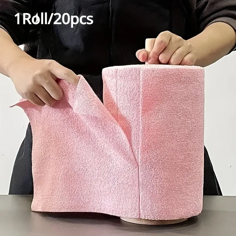 Hand-Tear Towel Roll, Thick Dual-Use Microfiber Roll, Tear-Off Cleaning Cloth, Thickened Cleaning Cloth, Soft Cleaning Towel, Durable & Convenient Cleaning Tool, Microfiber Cleaning Rags, Durable Cleaning Supplies