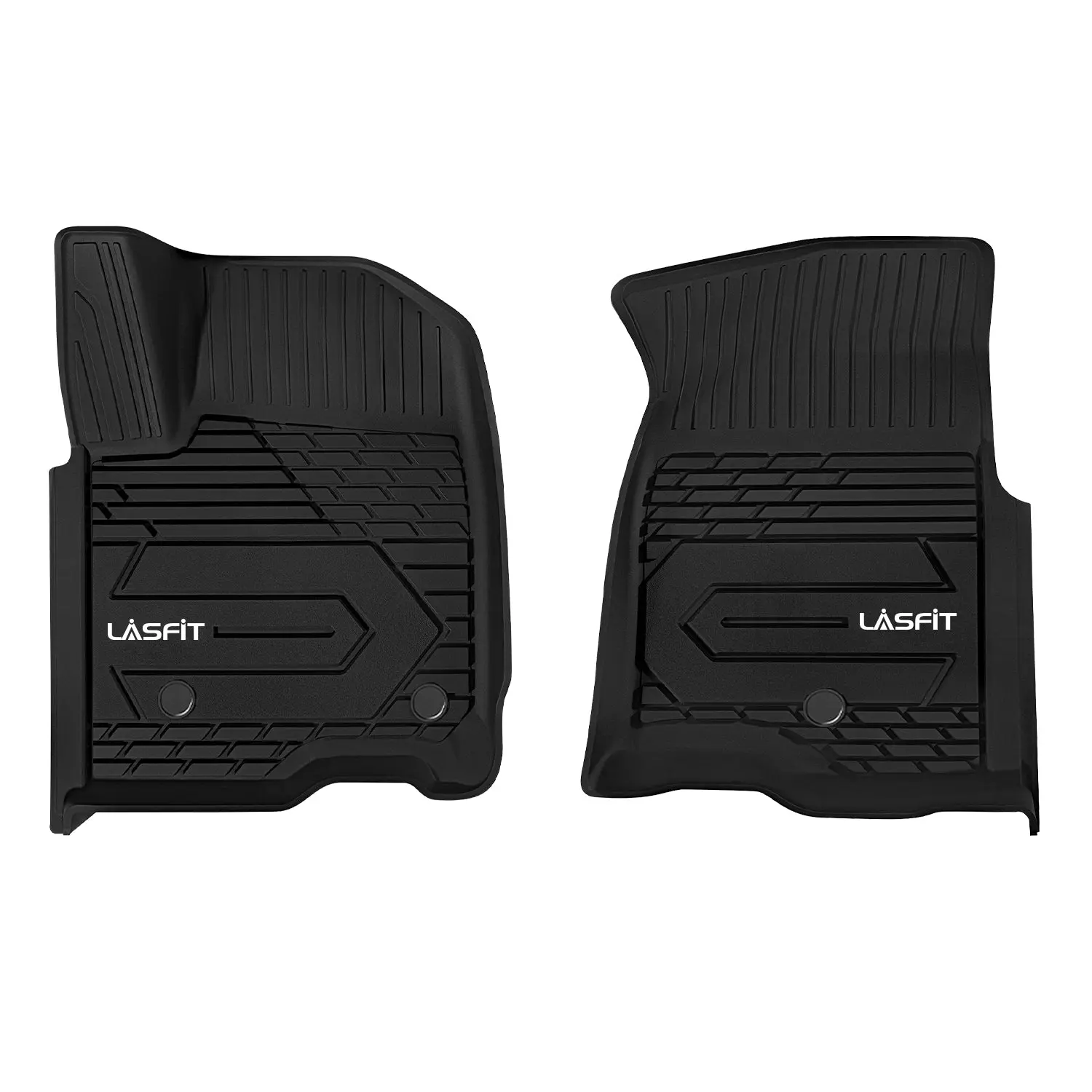 Lasfit Custom-Fit Heavy-Duty Work Truck Floor Mats with Secure Grip, Plug Hole Lock & Grooved Design, 1st Row Car Interior Accessories for 2019-2026 GMC Sierra 1500 - Bucket Seats & Carpet Floor Only