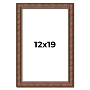 12x19 Brown Modern Bamboo Picture Frame - UV Acrylic, Foam Board Backing, Hanging Hardware