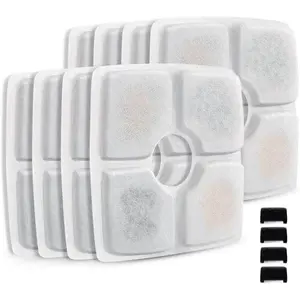 Pet Fountain Filter Set, 3 Triple Filtration System Replacement  Water Fountain Filters for Square 84oz/2.5L Automatic Pet Fountain  Water Fountain (Pack of 8)