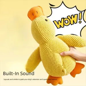 Cat Dog Toy Plush Sleeping Companion Yellow Duck Durable Chew Teething Sound Toy for Small Medium Dogs Pet Sound Toy