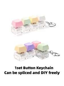 Creative Splicable Assembled Button Keychain, Mechanical Keyboard Switch Tester Keychain, Stress Relief Fidget Button Keychain