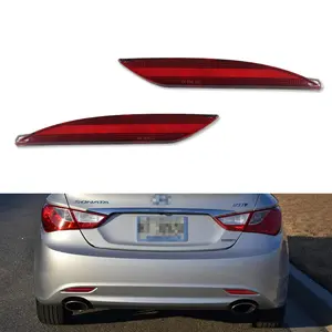 2pcs Red Lens Rear Bumper Bar Reflector lamps Lights For 2011 2012 2013 2014 Hyundai Sonata,Replace OEM 924063S000, 924053S000, HY2831102, HY2830102