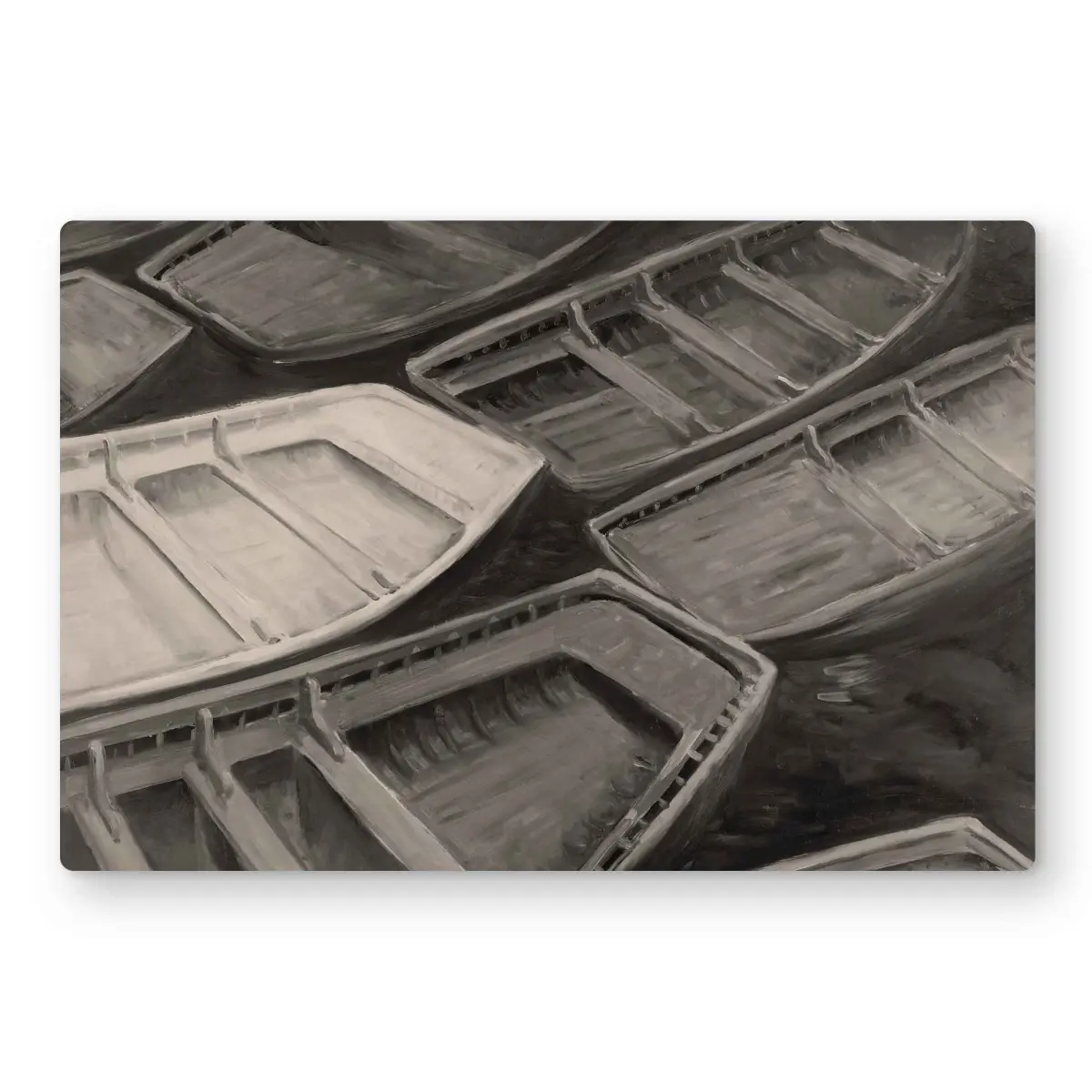 Begin Home Decor C1MP12182M2T6Q 12 x 18 in. Small Canoes Sepia Style Wall Art - Brown Coastal Metal Print Decor