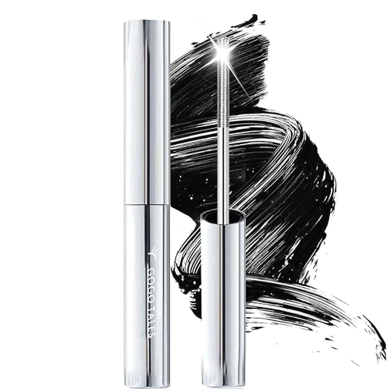 Black Washable Metal Mascara Wand, Waterproof Iron Wand Mascara, Natural Length Slim Volume Building Mascara, Long Lasting Smudge-Proof No Flaking Tint