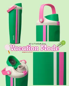 LIMITED EDITION OWALA FreeSip Sway Vacation Mode with Handle 40oz Insulated Stainless Steel Leakproof Cup