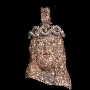 Customized luxury high-end Jesus face pendant, diamond inlaid pendant, Gujarat luxury party jewelry, gift for mom, gift for dad, trendy hip-hop jewelry
