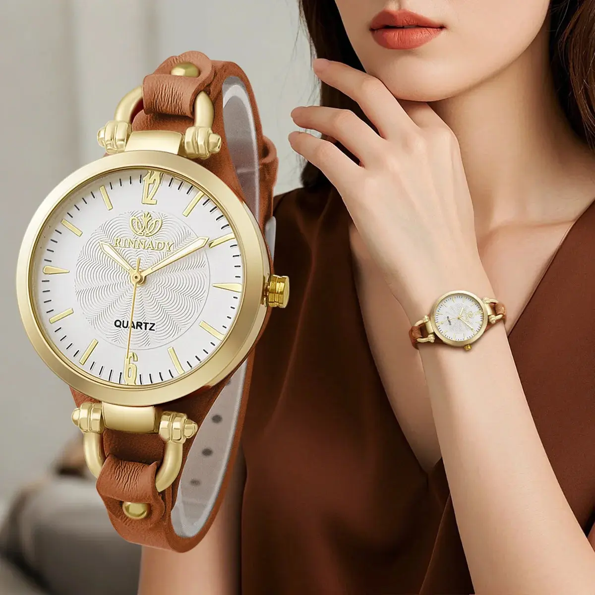 Women Watch Leather Strap Quartz Watches Ladies Casual Wristwatches Clock