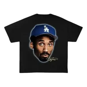 KOBE JUMBO HEAD Blue Vintage Bootleg Graphic Unisex T-Shirt Classic Cotton 100% Cotton Structured Look Streetwear