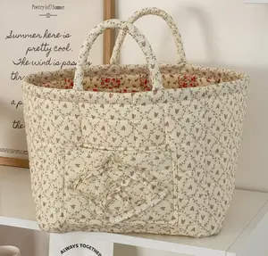 Floral Pattern Foldable Laundry Basket Large Capacity Woven Storage Hamper for Clothes Toys Home Organizer for Bedroom Bathroom Living Room Laundry Room Collapsible Storage Bin