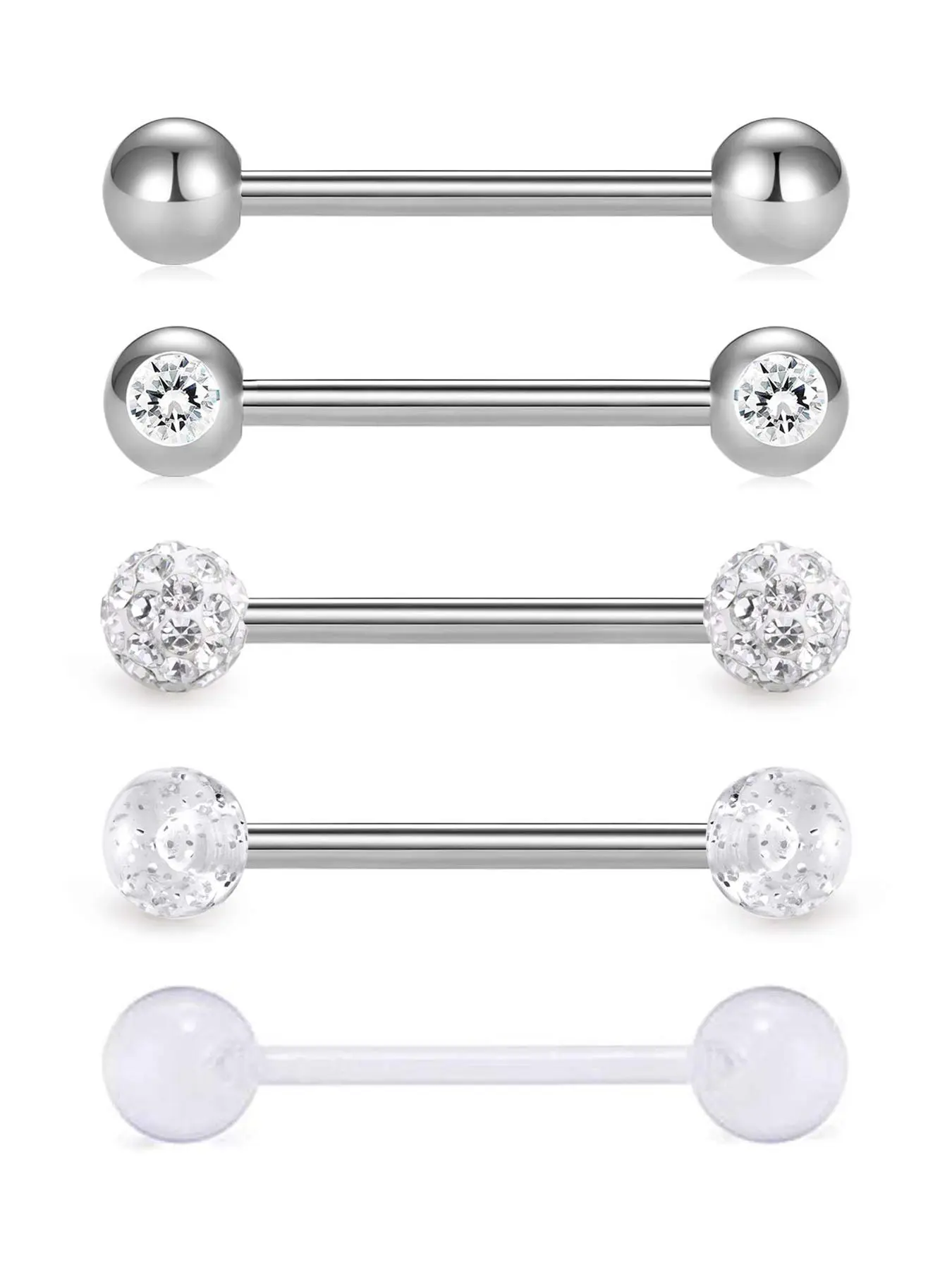 Unisex Rhinestone Decorated Stainless Steel Piercing Tongue Rings, Casual Trendy Nose Studs, Septum Ring, Septum Pierced Ring, Body Piercing Jewelry for Party & Daily for Men & Women, Body Piercings Set
