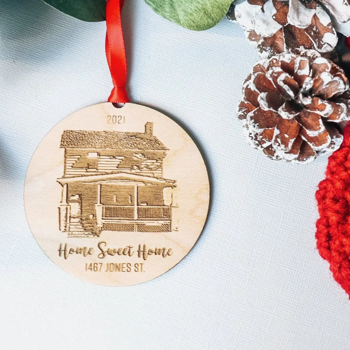 Home Sweet Home Custom House & Address | Christmas Ornament