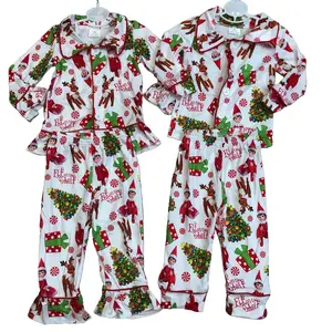 Boy Christmas Sleep Wear Gift Kids Christmas Party Pajamas Set Santa Claus Clothes