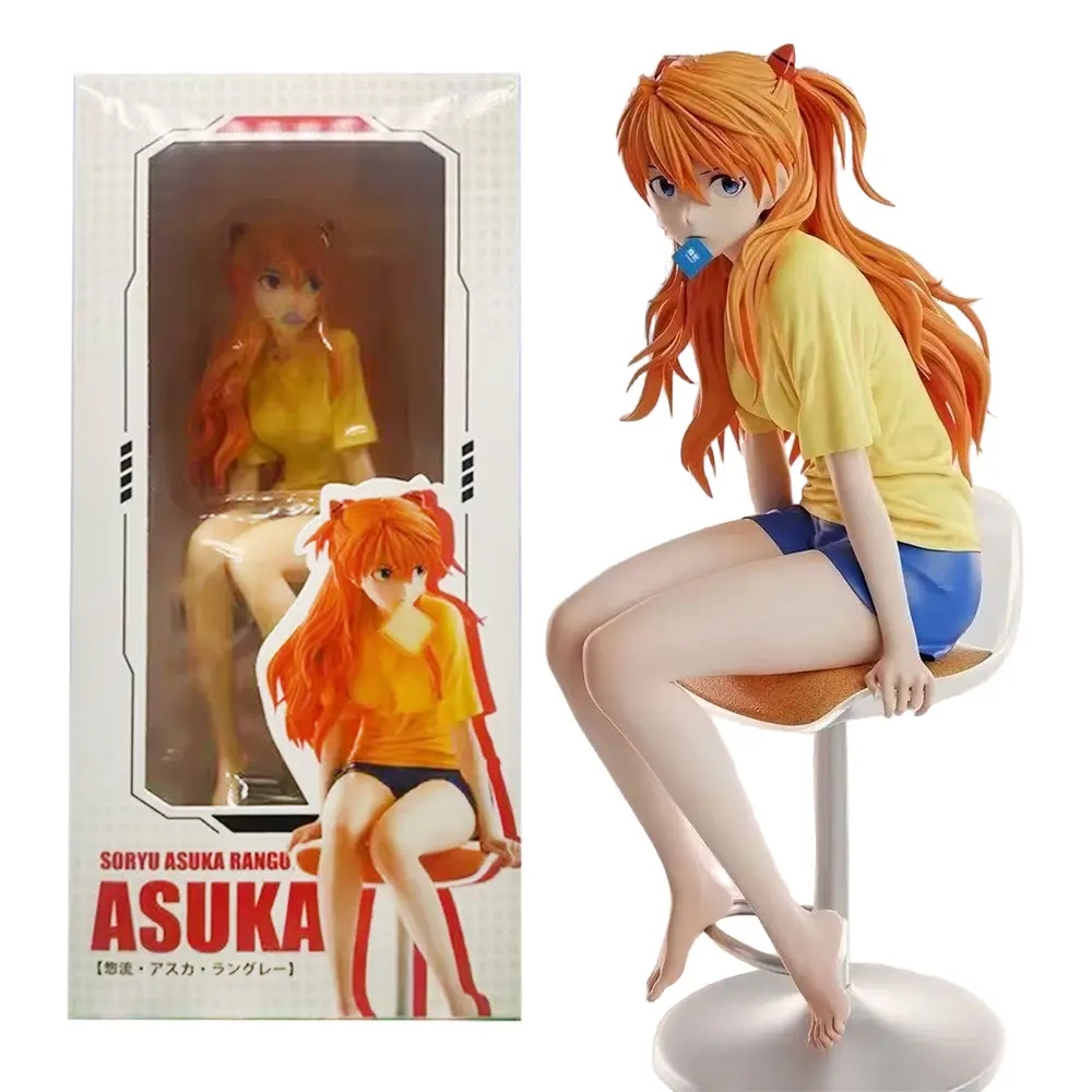 23CM Anime Figure Asuka Langley Soryu Bread Model Toy Gift Collection PVC Evangelion Aciton Figure Doll Figurine Figurines Collectibles