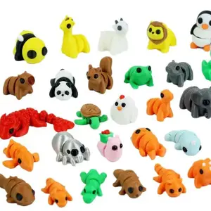 Mini 3D Printed Articulated Animals, Random Fidget Toys Bulk, Cute Small Figurines for Kids Party Favors, Blind Bag Style Assorted Stress Relief Toys, Desk Decor Gifts Pocket