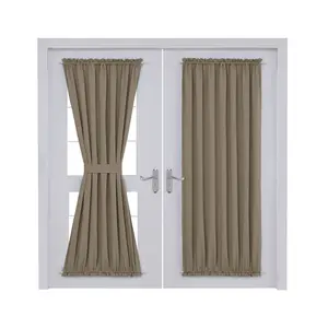Deconovo Blackout Door Curtain - 1 Panel, French Door Window Drapes with Rod Pocket Design for Bedroom Doors