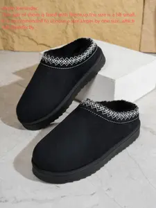 Women's Autumn & Winter Plush Slippers, Warm Slippers, Thick Sole Comfortable Indoor Outdoor Shoes, Fashion Fleece-Lined Couple Footwear, Casual Slippers, Home Slippers