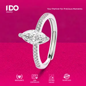 [Live Sale] R234 Platinum Moissanite 1Ct Princess Round Ring I DO Jewelry Women Accessories Elegant Beautiful Luxury Adjustable Beautiful and Luxurious No Fade No Rust with 1 Year Guarantee Passed Diamond Selector