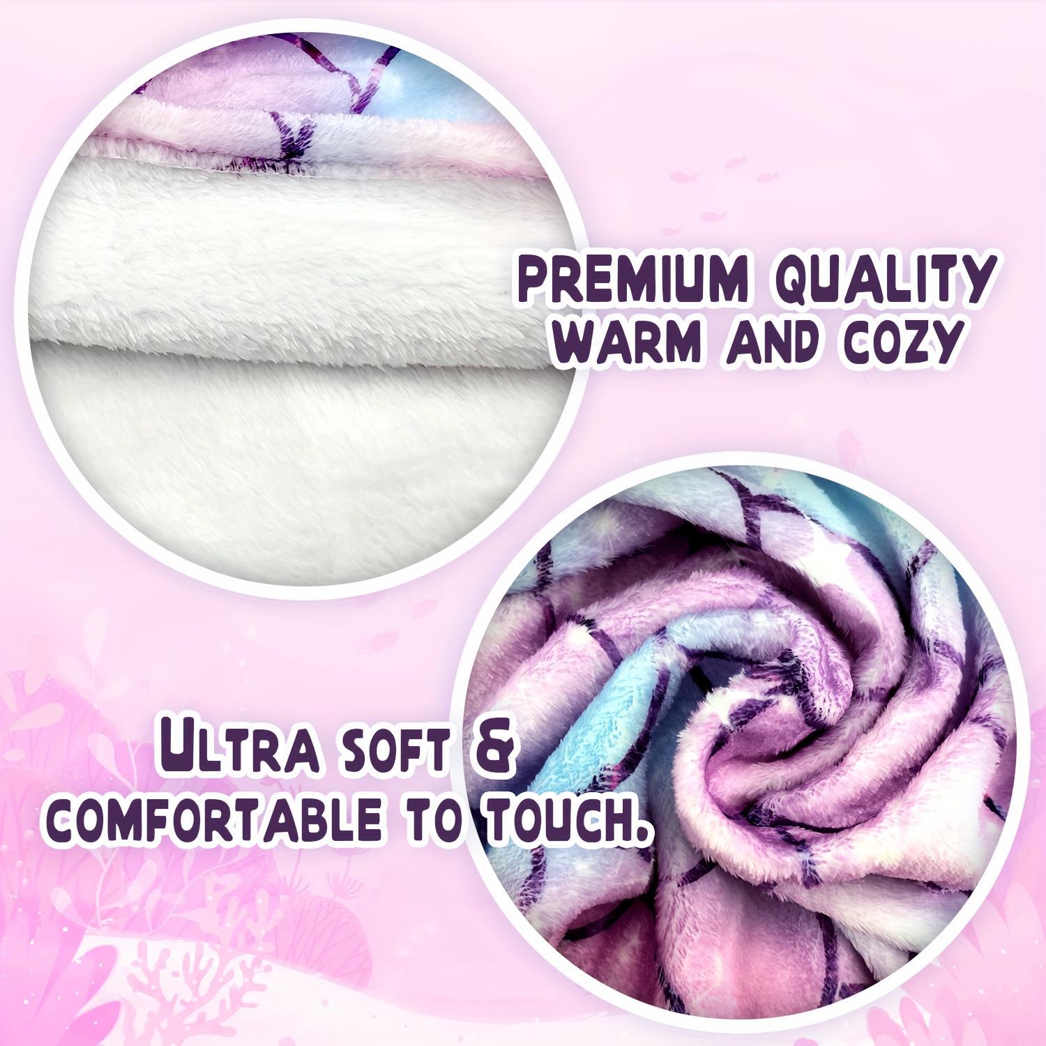 [Cozy Mermaid] Soft Cozy Glitter Mermaid Youngsters' Blanket | Polyester Throw for Sofa, Bed & Travel - Ideal Gift for Girls