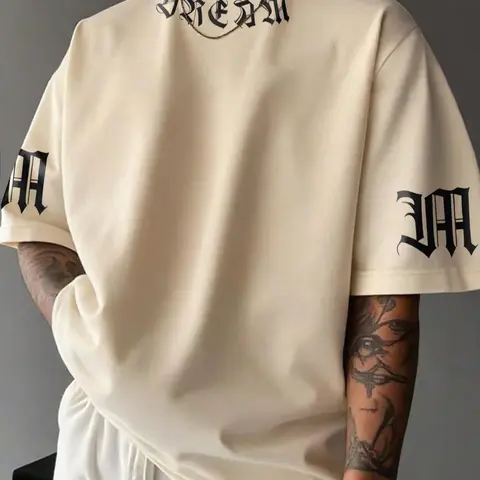 Men's Letter Print Round Neck Tee, Regular Fit Casual Soft Fit Short Sleeve Crew Neck T-Shirt for Summer, Fashion Men's Top for Daily Wear, Casual Fitted Streetwear