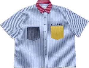 Cousin Striped Mechanic Button