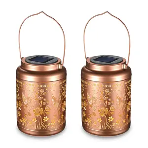 Yescom Solar Lanterns Hanging Light Metal Decorative Outdoor Patio Garden Decor 2 Pack