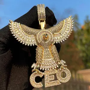 [ICE HUE]18K Gold Vacuum Plated Copper with 5A+ Sri Lanka Zircon  Eagle On CEO Design Pendant With Necklace Miami Italy Mexico & Micro Inspired for Women & Men Luxury Jewelry,Daily Wear,Casual Fashion,Gift Idea,,Classic,Hip Hop,Simple,Sporty Style