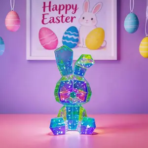 1-Piece set, Easter glowing rabbit light, fairy tale theme light, suitable for gifts, parties, weddings and Easter decoration dream glowing rabbit light, USB + battery powered (without battery).