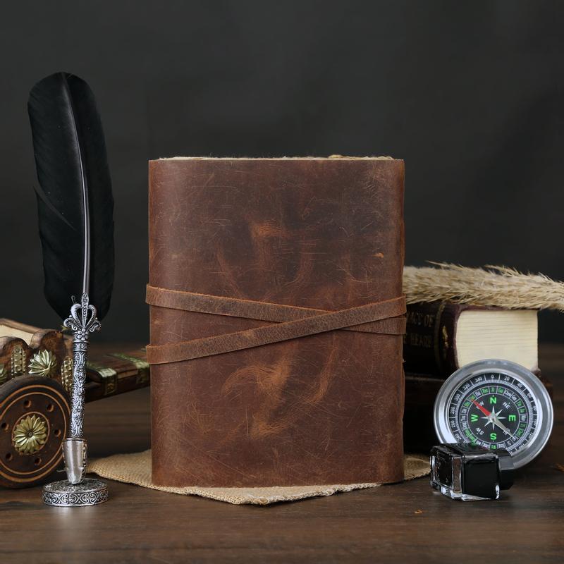 Leather Journal with Lined Deckle Edge Paper 8X6 Inch and Vintage Key/ Handmade Writing Notebook Diary/ Bound Daily Notepad for Men & Women Medium, Sketch/Writing Pad, Gift for Artists Komal's Passion Leather