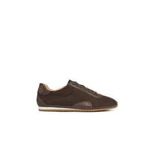 JSlides PREPPY Shoes Women's Casual Trainers Nylon Low-Top Sneaker with Almond Toe & Metallic Suede Accents - Closed