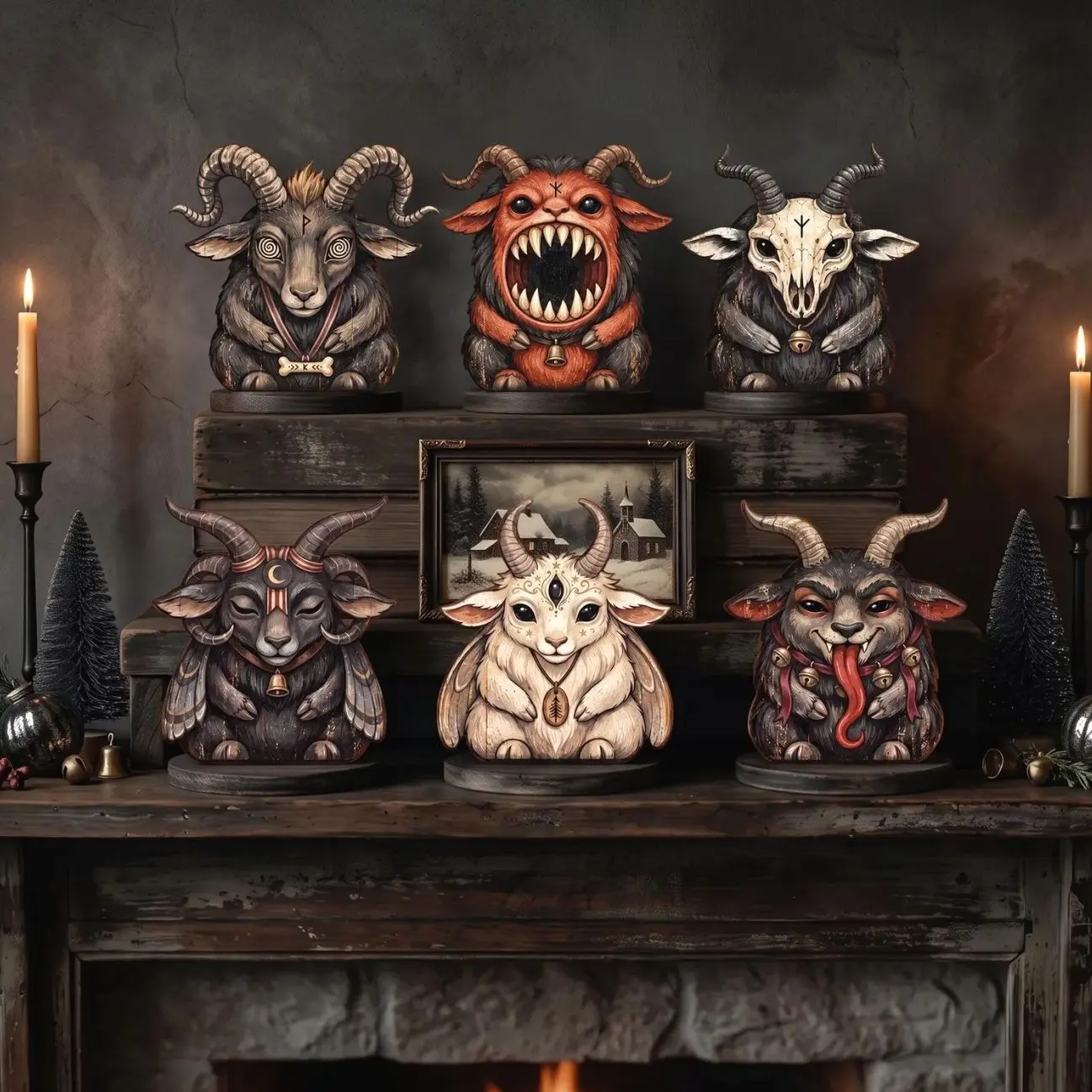 Christmas Decorations Indoor, Krampus Decor, Krampus Elf On The Shelf, Retro Wooden Block for Shelf Decor, Christmas Gifts for Housewarming