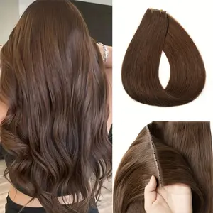 2025 Hot Double Injected Hole Invisible XO Weft Human Hair Extensions - Straight Natural Black Brown 12-24 Inch 40-50g Per Pack for Women, All Ethnicities, Versatile Hairpiece, Glossy Smooth Texture, Secure Attachment