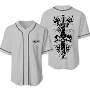 Unisex White Sword Anime Baseball Jersey - Short Sleeve, Loose-Fitting, High-Quality Polyester, Machine Washable, Anime & Movie Style