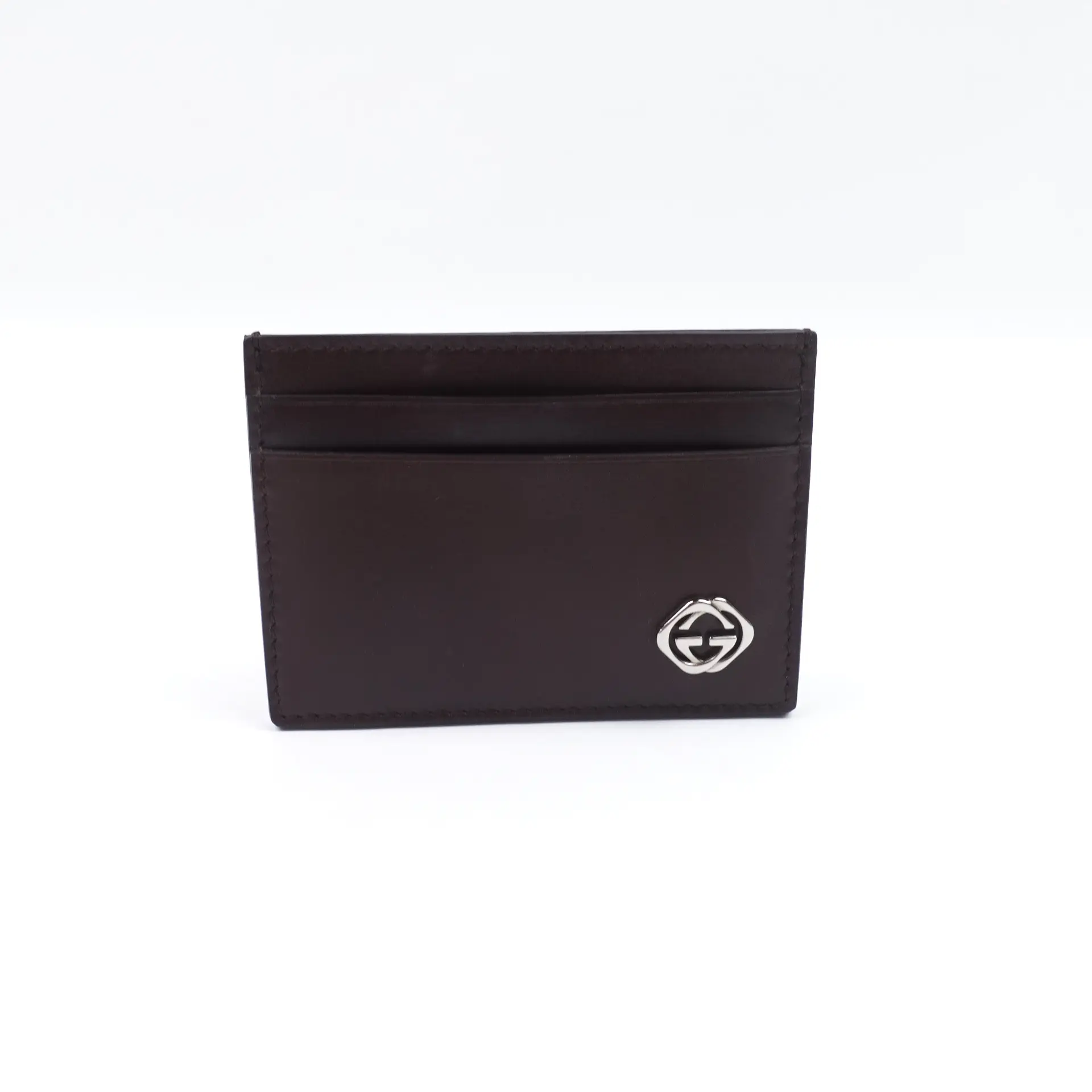 Pre-owned GUCCI Leather Small Leather Goods Brown Card Holder T10426321
