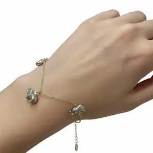 10K Elephant Bracelet Size 7/8 0.5 mm Thickness Distinctive Look Unique Elephant Motif Ideal Fit