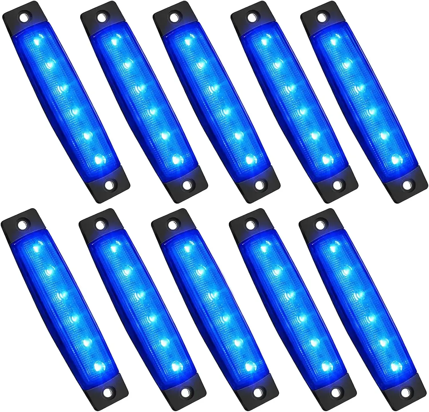 10 Pcs 10in (250mm) Waterproof IP67 PC+ABS LED Rock Strip Lights Kit, Car Exterior Underglow Decorative Wheel Well Lights with Surface Mount, Fit for ATV, RV, Trailer, Snowmobile (Green) - Truck Mods Essential, Multi-Vehicle, 10'' (250Mm)