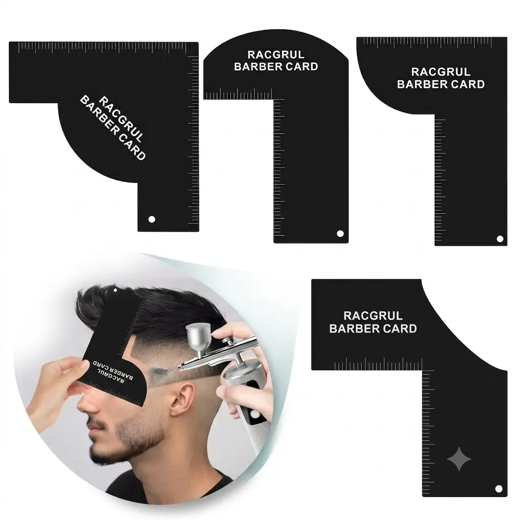Barber Enhancement Card, T Shape Hairline Guaide Tool, with Measurement Indicator, Spray Edge Line Up & Design Enhancement Dye Card, Durable Hairline Shaping Tool for Precision Haircuts and Beards