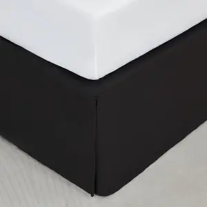 King Bed Skirt,with Pleated Dust Ruffle 15-Inch Drop Easy to Put in Shrink Free and Fade Resistant Black