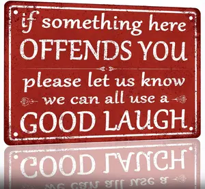 Funny Metal Tin Sign Man Cave Decor Vintage Bar Signs For Home Bar Kitchen Counter Signs Garage Yard Door Rules Wall Decor Office Decor For Men If Something Here Offends You Sign Please Let Us Know We