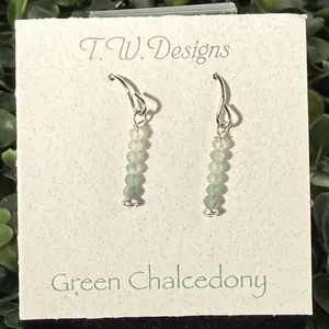 Green Chalcedony Beaded Dangle Earring