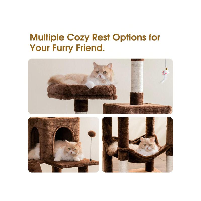 MWPO 70.1-Inch Large Cat Tree, Multi-Level Tall Cat Tower for Indoor Cats, Plush Cat Condo with Big Padded Perches, Sisal-Covered Scratching Posts, Hammock, Toys for Kittens & Cats