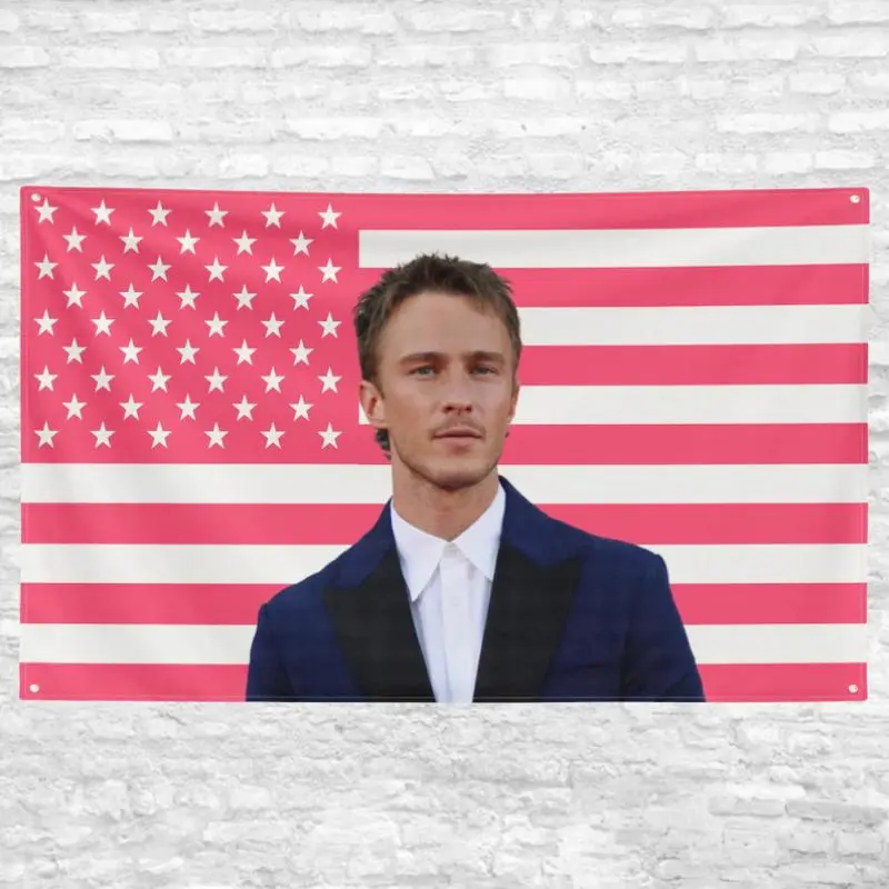 Drew Starkey Rafe Cameron Classic Pink USA Flag Print Wall Decor Tapestry, Machine Washable Outer Banks Fan Backdrop Banner (Home Supplies, 1-Piece Design)