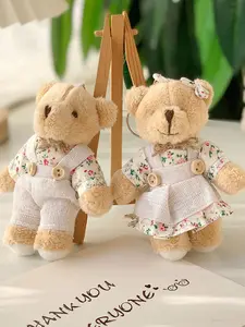 Adorable Fabric Rabbit Plush Toy Keychain Set, New Linen Bear Backpack Charm, Unisex Mini Cloth Dolls for All Seasons