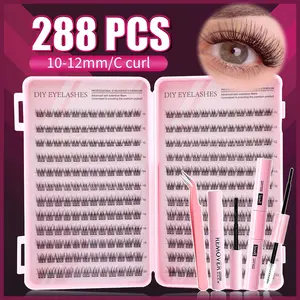 Single-Bundle Eyelash D-Curl DIY False Lashes, Mixed Density Natural Fluffy Dense, 0.07mm Similar to Sable Hair, Perfect for Christmas Halloween Party