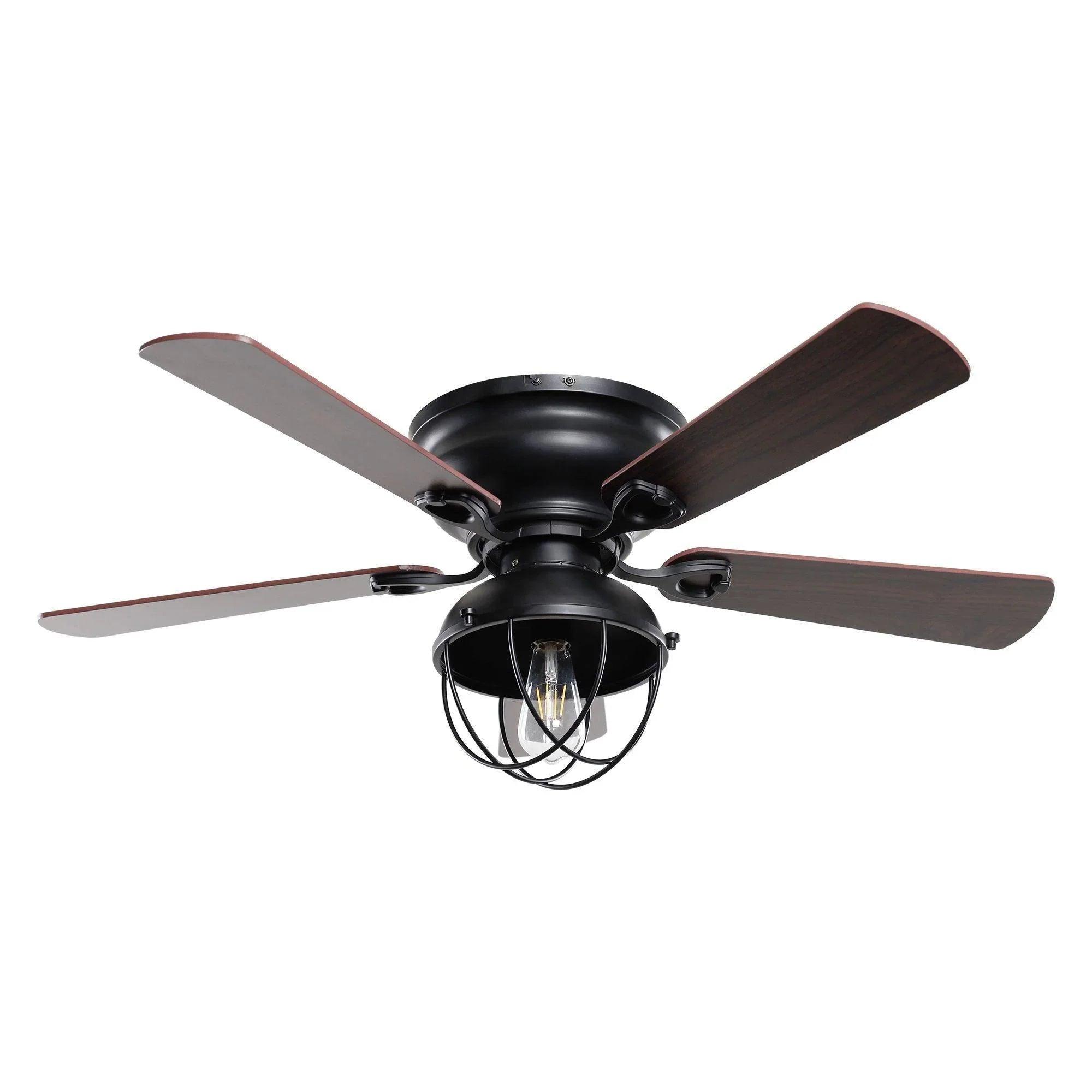 42" Traditional Flush Mount Ceiling Fan with LED Light & Remote Control | Reversible Quiet Motor
