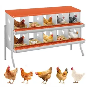 Garvee Chicken Nesting Boxes, Two-Tier Metal Chicken Egg Laying Box with 10 Compartments Large Vented Holes for Egg Collection