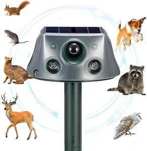 Solar-Powered Ultrasonic Animal Repeller for Yard 6 Modes with PIR Sensor & Flashing Light IP66 Waterproof Easy To Install for Squirrel Bird Deer Cat Skunk Dog Garden Protection