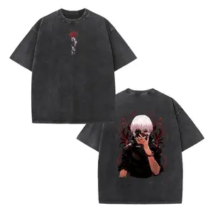 Tokyo Ghoul Ken Kaneki Vintage Washed T-Shirt | Unisex Casual Fashion Short Sleeve, Anime Graphic Tee for Fans, Perfect Gift for Friends
