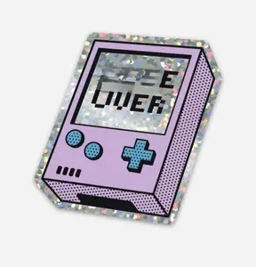 Game Over Holographic Sticker - 2.92" x 3" Quirky Stickers for Fun & Contemporary Surfaces